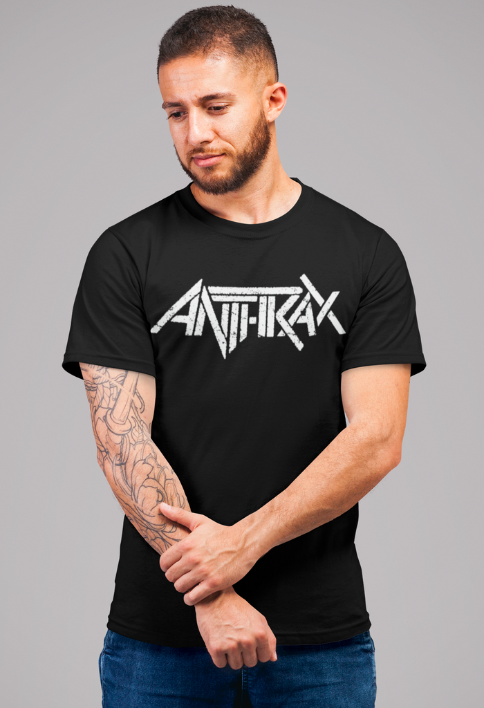 Anthrax - Classic White Logo T-Shirt - Black