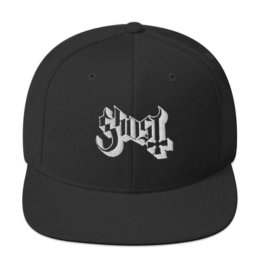 MerchMoment - Ghost Classic Logo White Embroidered Snap Back Hat -