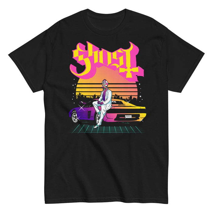 Ghost - Sunset Car T-Shirt - Black