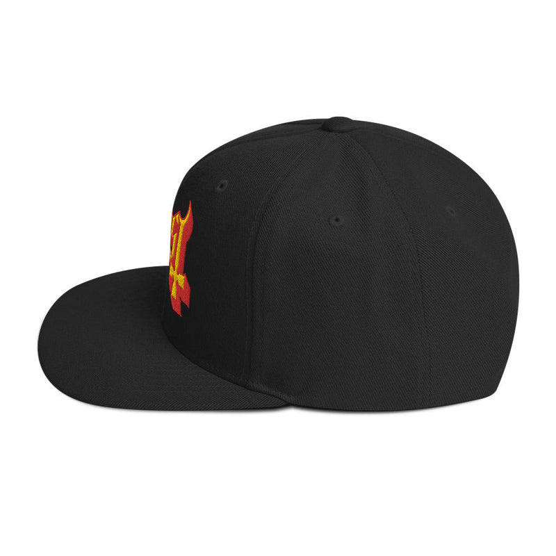 MerchMoment - Ghost Yellow Logo Black Embroidered Snap Back Hat -