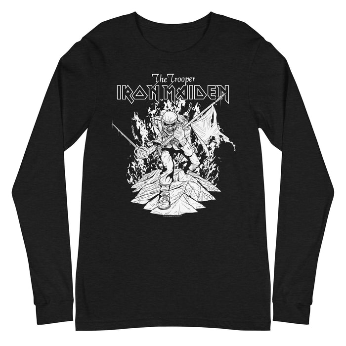 Iron Maiden - Trooper Black and White Long Sleeve T-Shirt - Black