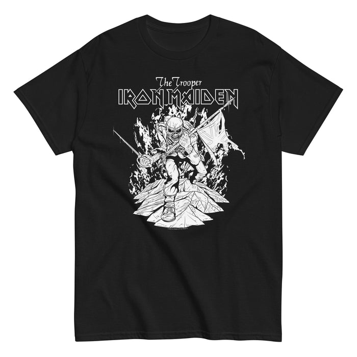 Iron Maiden - Trooper Black and White T-Shirt - Black