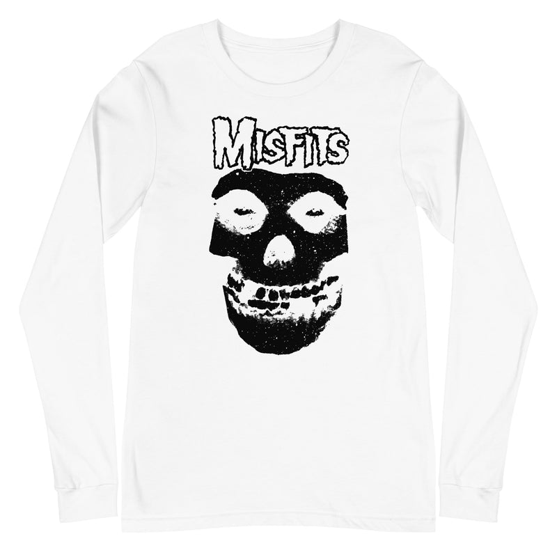 Misfits - Black Skull Long Sleeve T-Shirt - White