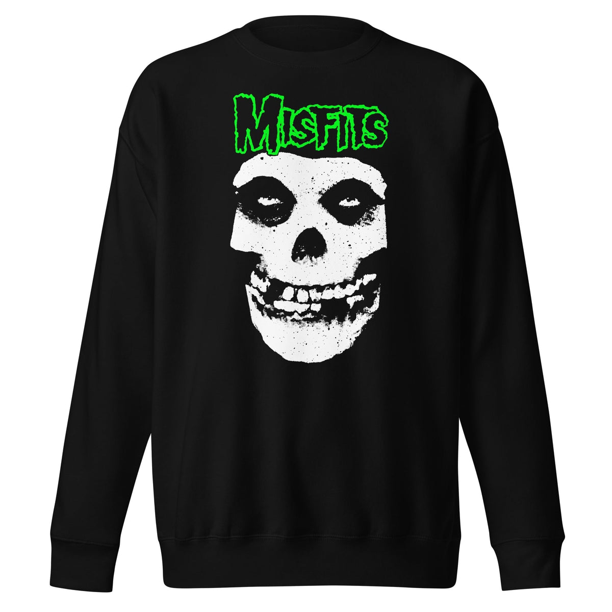 Misfits - Green Skull Sweatshirt - Black