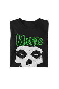 Misfits - Green Skull T-Shirt - Black