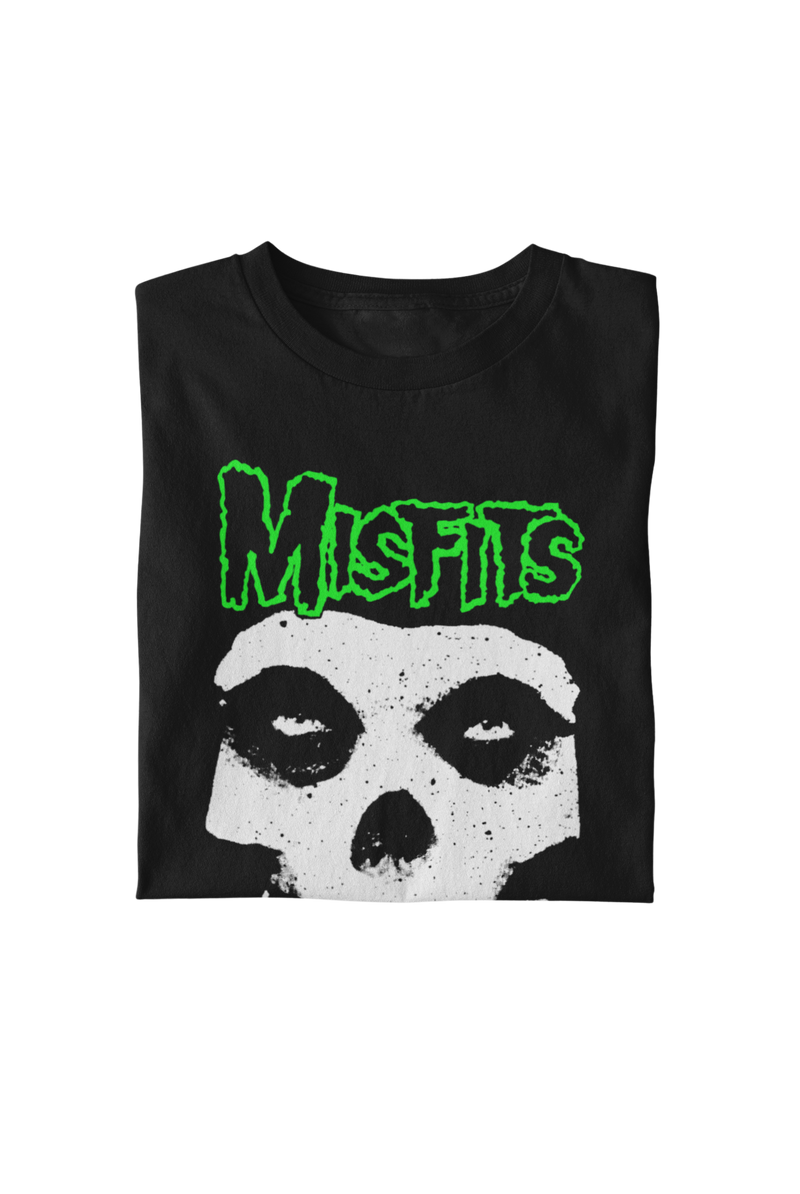 Misfits - Green Skull T-Shirt - Black