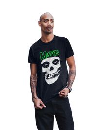 Misfits - Green Skull T-Shirt - Black