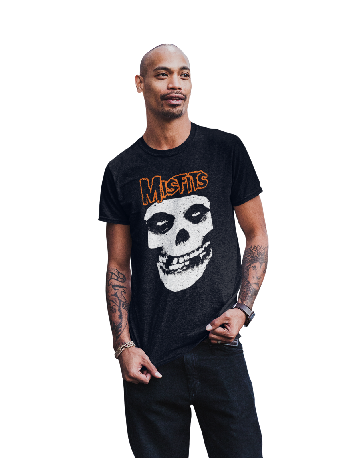 Misfits - Orange Skull T-Shirt - Black