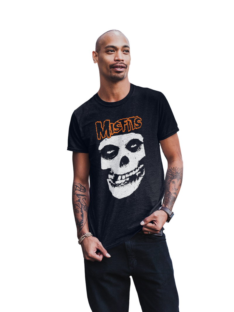 Misfits - Orange Skull T-Shirt - Black