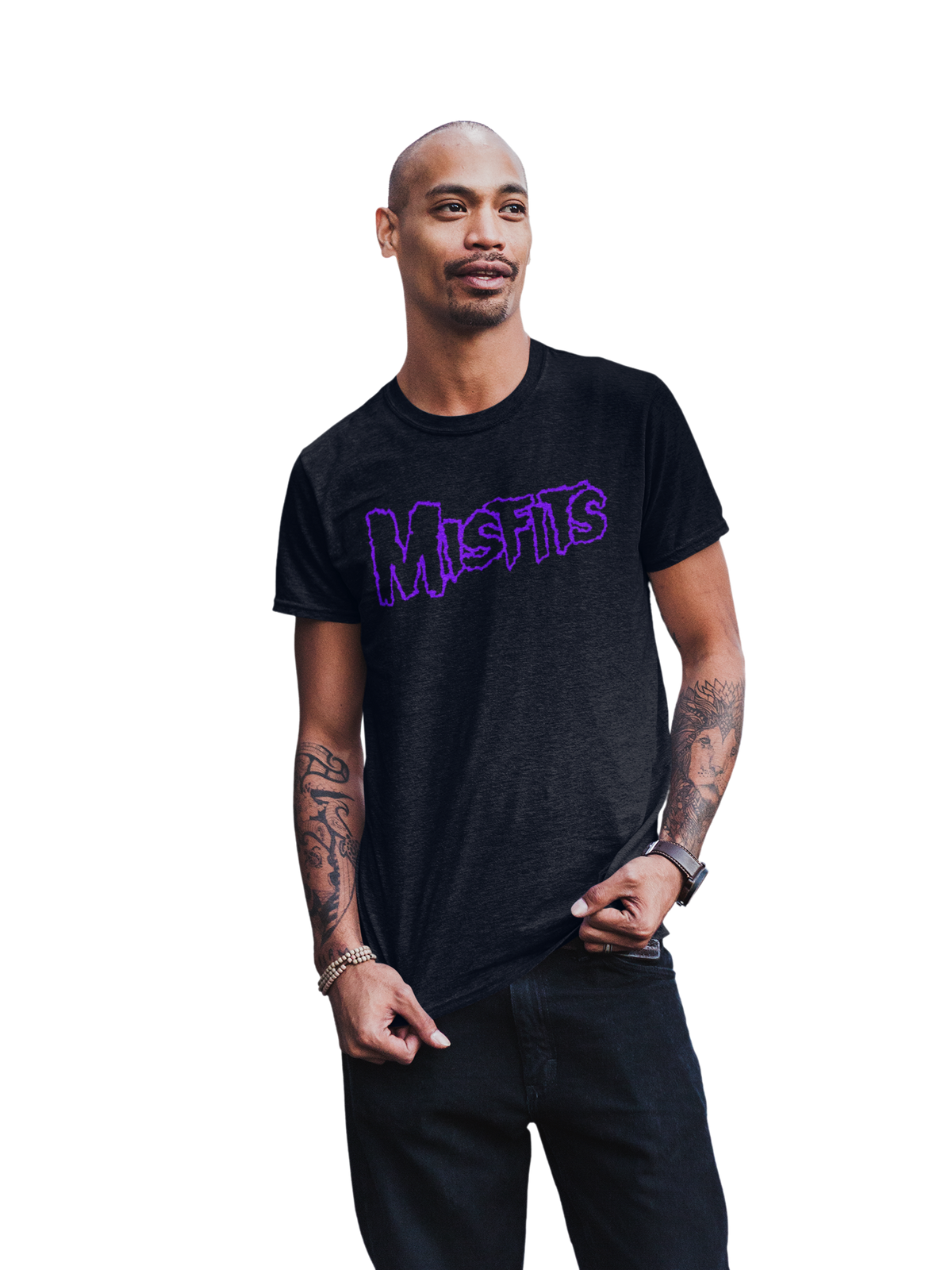 Misfits - Purple Drip Logo T-Shirt - Black