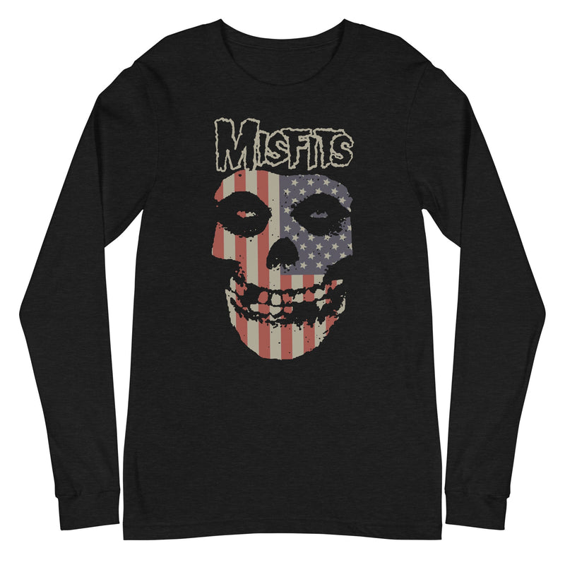 Misfits - USA Skull Long Sleeve T-Shirt - Black