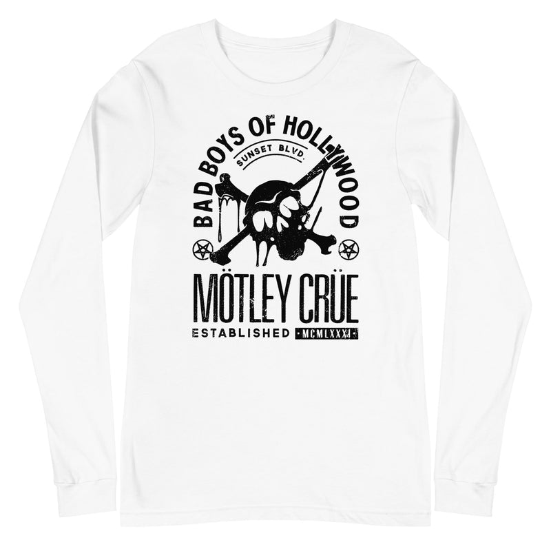 Motley Crue - Bad Boys of Hollywood Long Sleeve T-Shirt - White