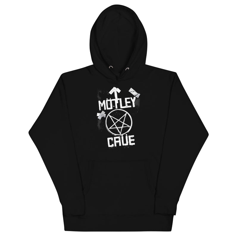 Motley Crue - Black and White Logo Hoodie - Black