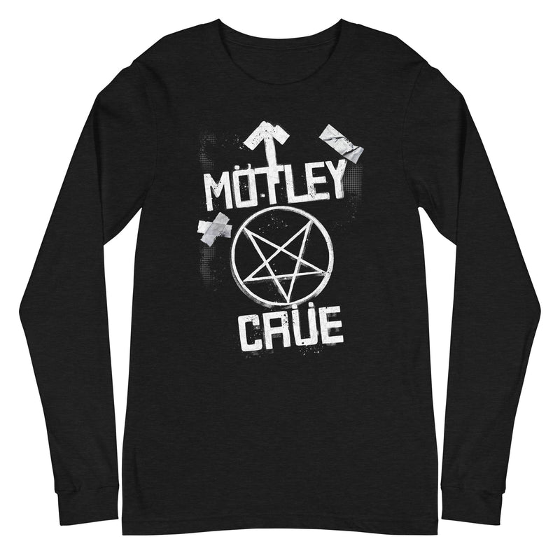 Motley Crue - Black and White Logo Long Sleeve T-Shirt - Black