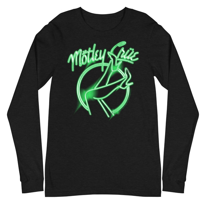 Motley Crue - Neon Green Girls Long Sleeve T-Shirt - Black