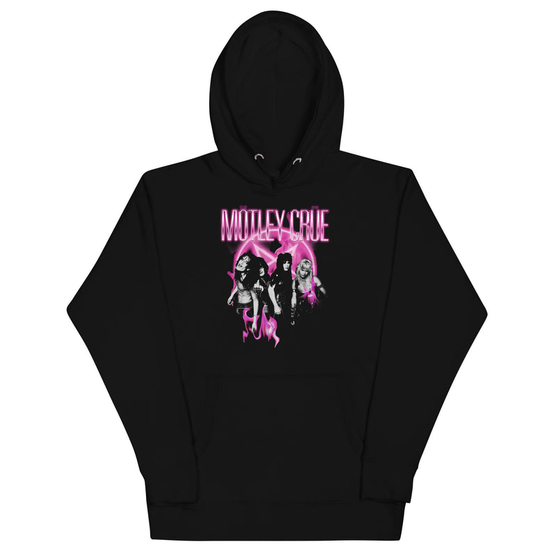 Motley Crue - Neon Pink Hoodie - Black