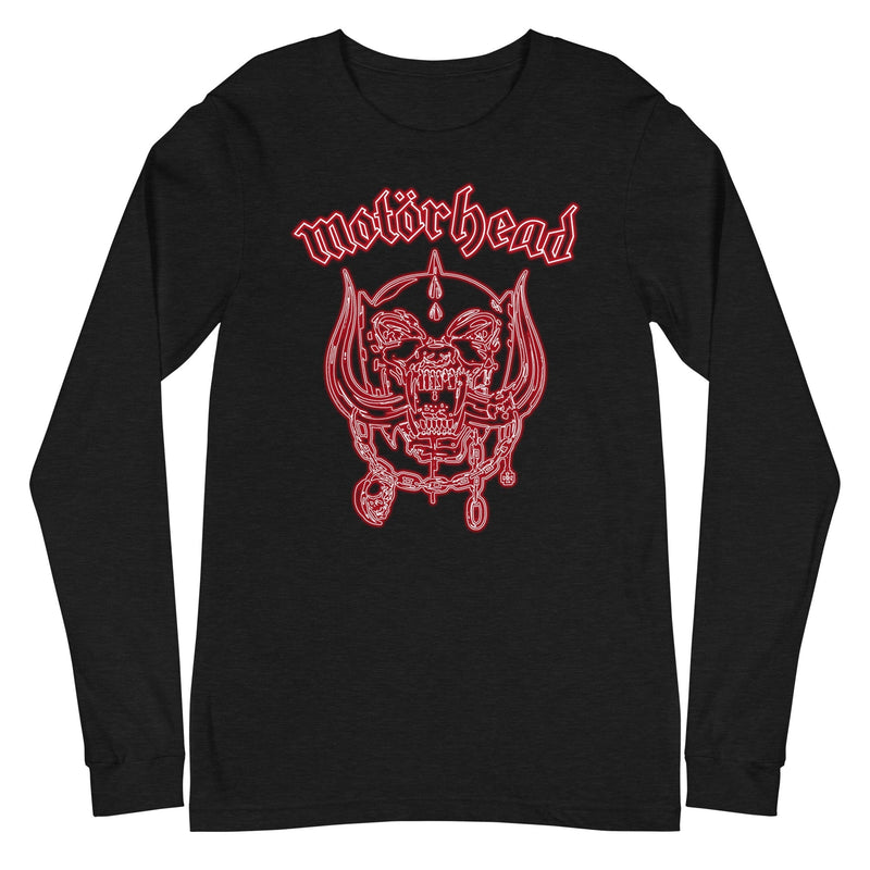 Motorhead - Neon Red Warpig Long Sleeve T-Shirt - Black