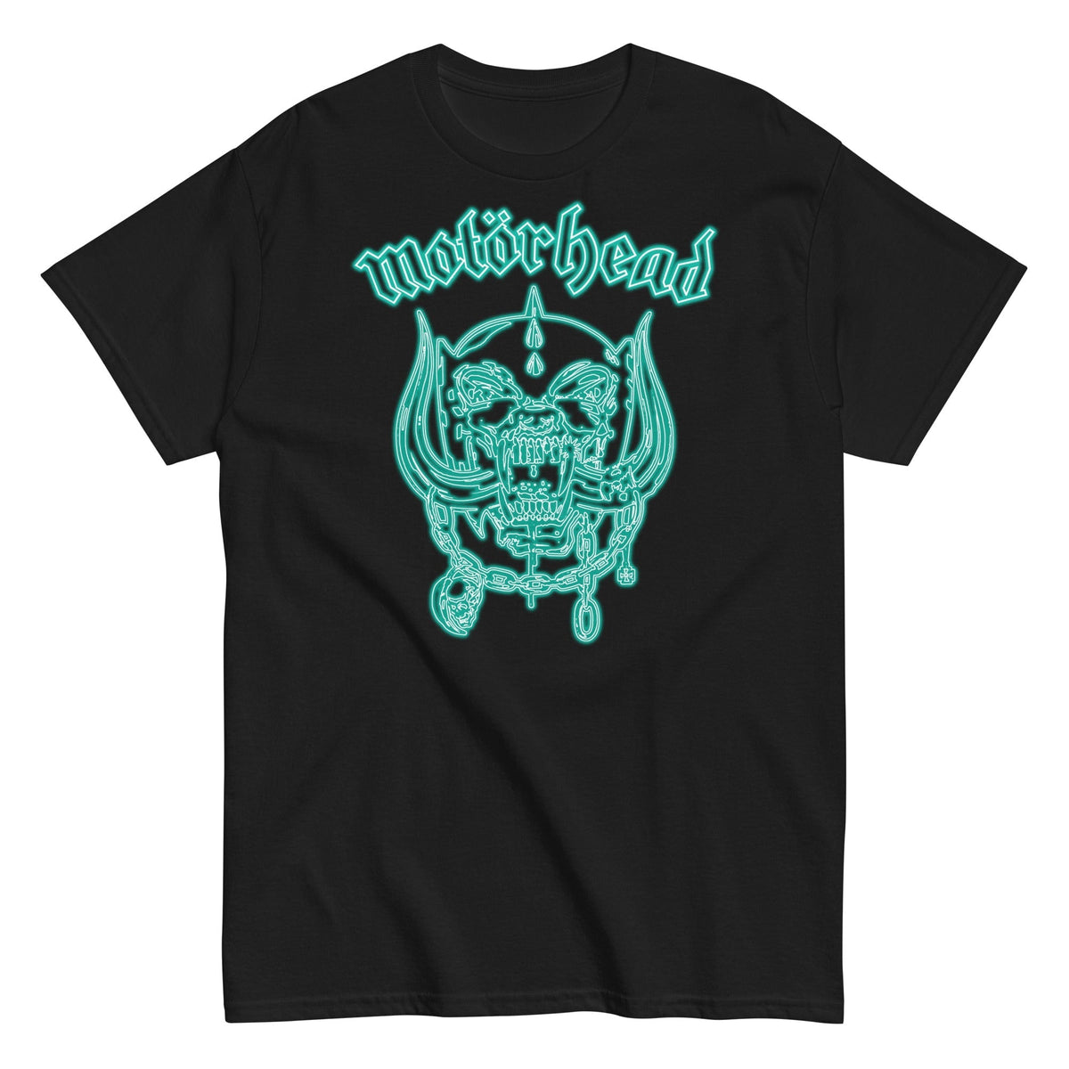 Motorhead - Neon Teal Warpig T-Shirt - Black