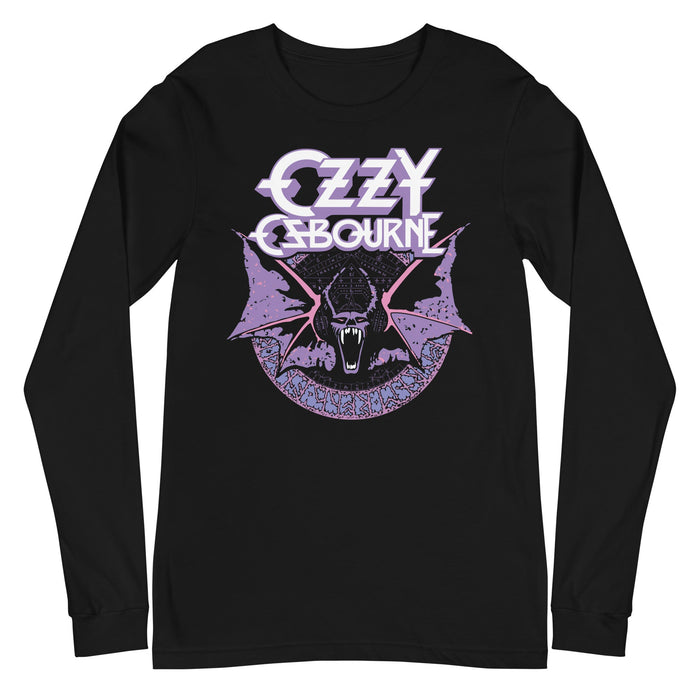 Ozzy Osbourne - Purple Bat Long Sleeve T-Shirt - Black