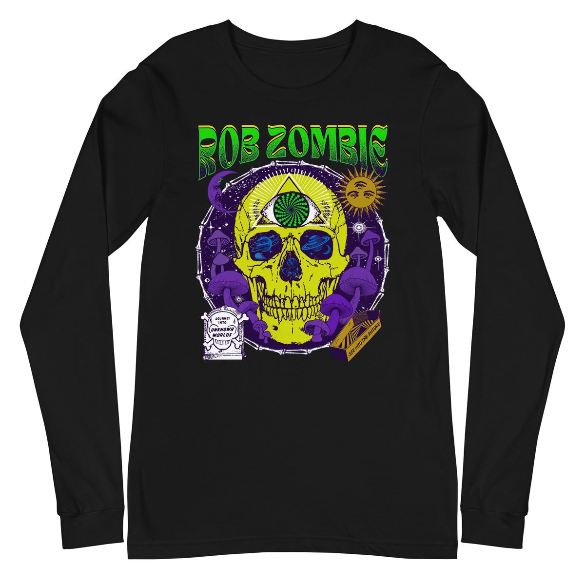 Rob Zombie - Yellow Skull Long Sleeve T-Shirt - Black