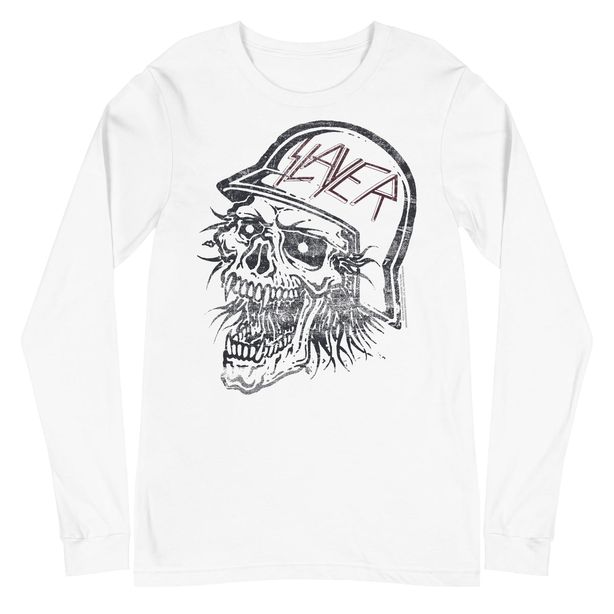 Slayer - Stamped Skull Long Sleeve T-Shirt - White