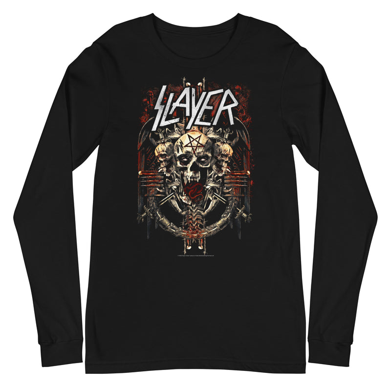 Slayer - Triple Skull Long Sleeve T-Shirt - Black