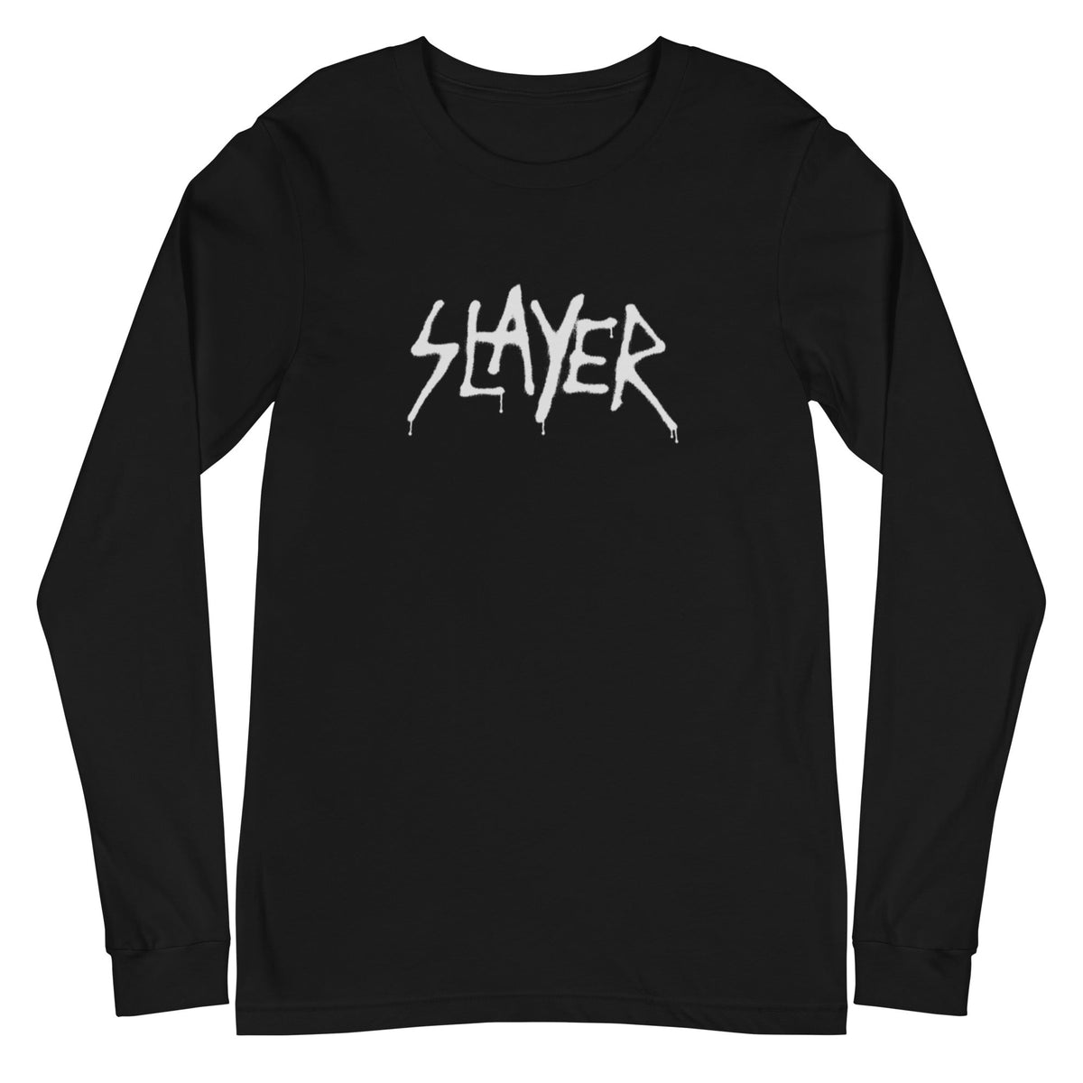 Slayer - White Drip Logo Long Sleeve T-Shirt - Black