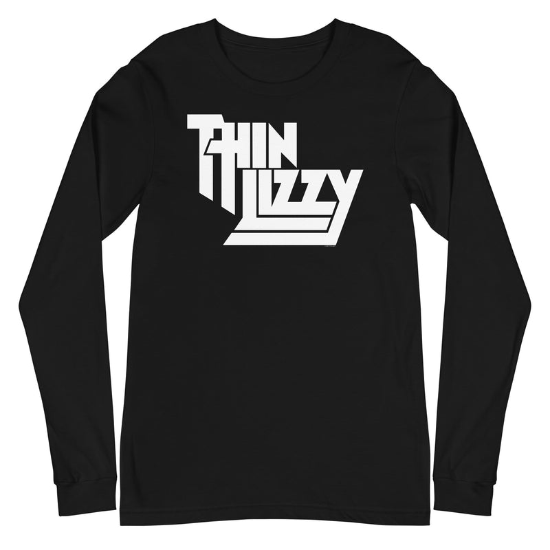 Thin Lizzy - Classic White Logo Long Sleeve T-Shirt - Black