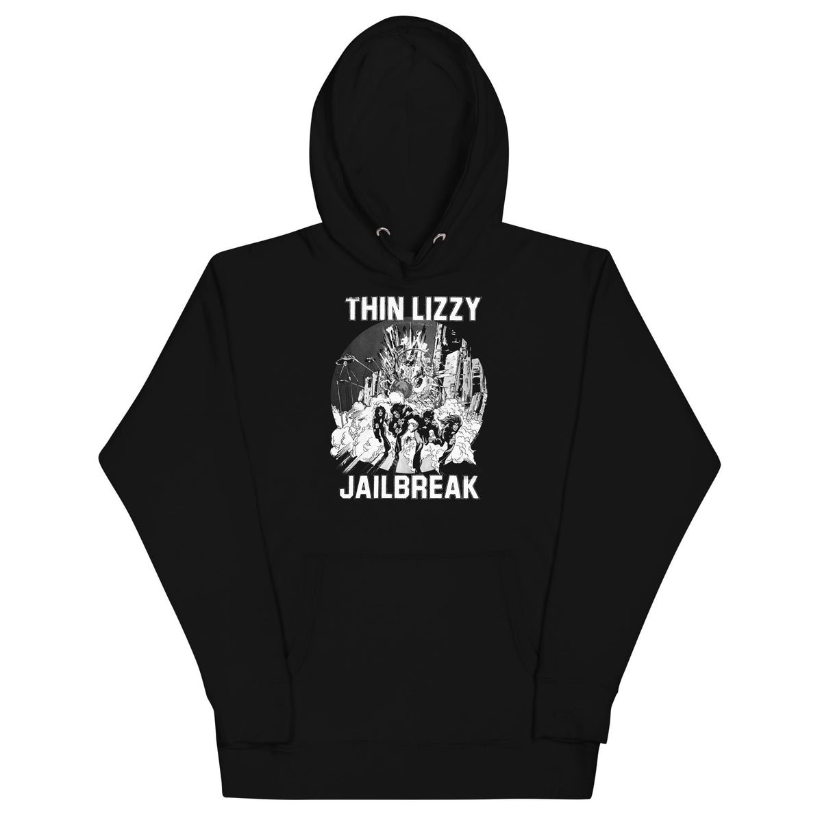 Thin Lizzy - White Jailbreak Hoodie - Black