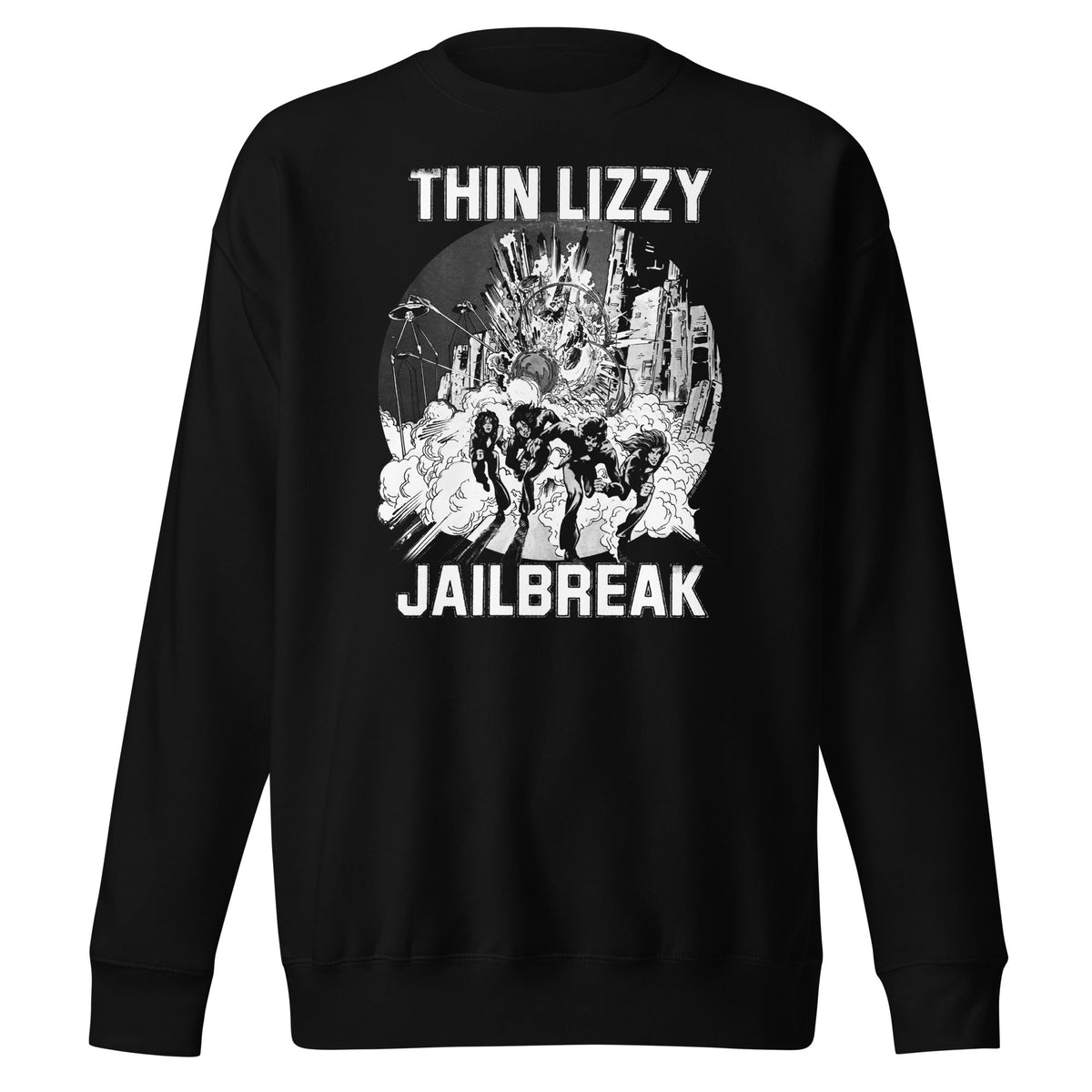 Thin Lizzy - White Jailbreak Sweatshirt - Black