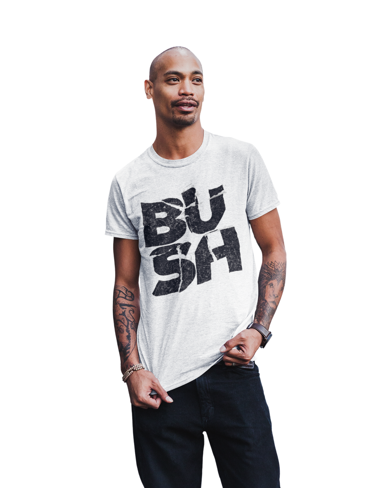 Bush - Stacked Logo Jumbo Print T-Shirt - White