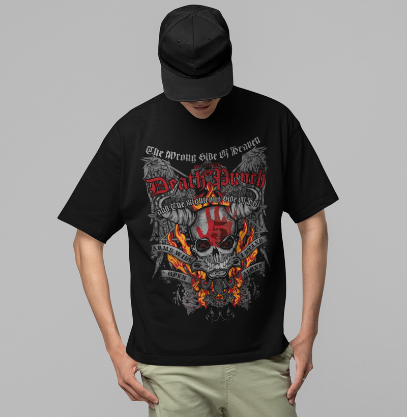 Five Finger Death Punch - Wrong or Righteous Jumbo Print T-Shirt - Black