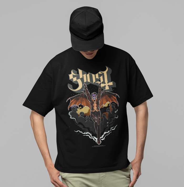 Ghost - Fly Over Jumbo Print T-Shirt - Black