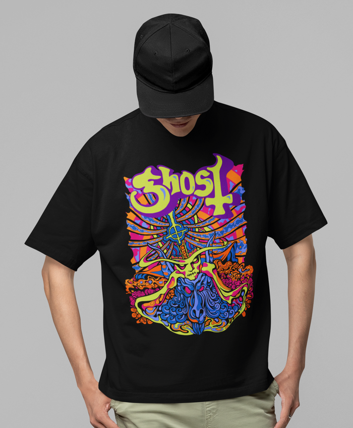 Ghost - Stained Glass Jumbo Print T-Shirt - Black