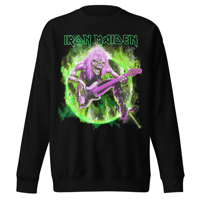 Iron Maiden - Green Guitar Jumbo Print Sweatshirt - Black