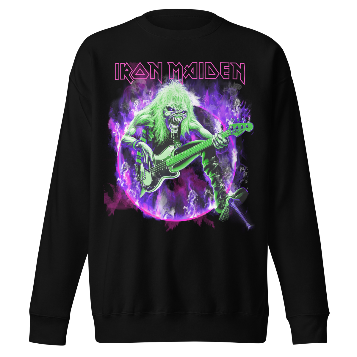 Iron Maiden - Purple Guitar Jumbo Print Sweatshirt - Black