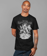 Iron Maiden - Trooper Black and White Jumbo Print T-Shirt - Black