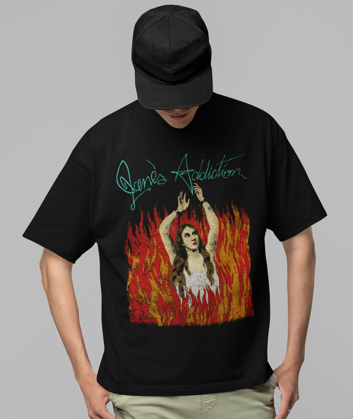 Jane's Addiction - Flames Jumbo Print T-Shirt - Black