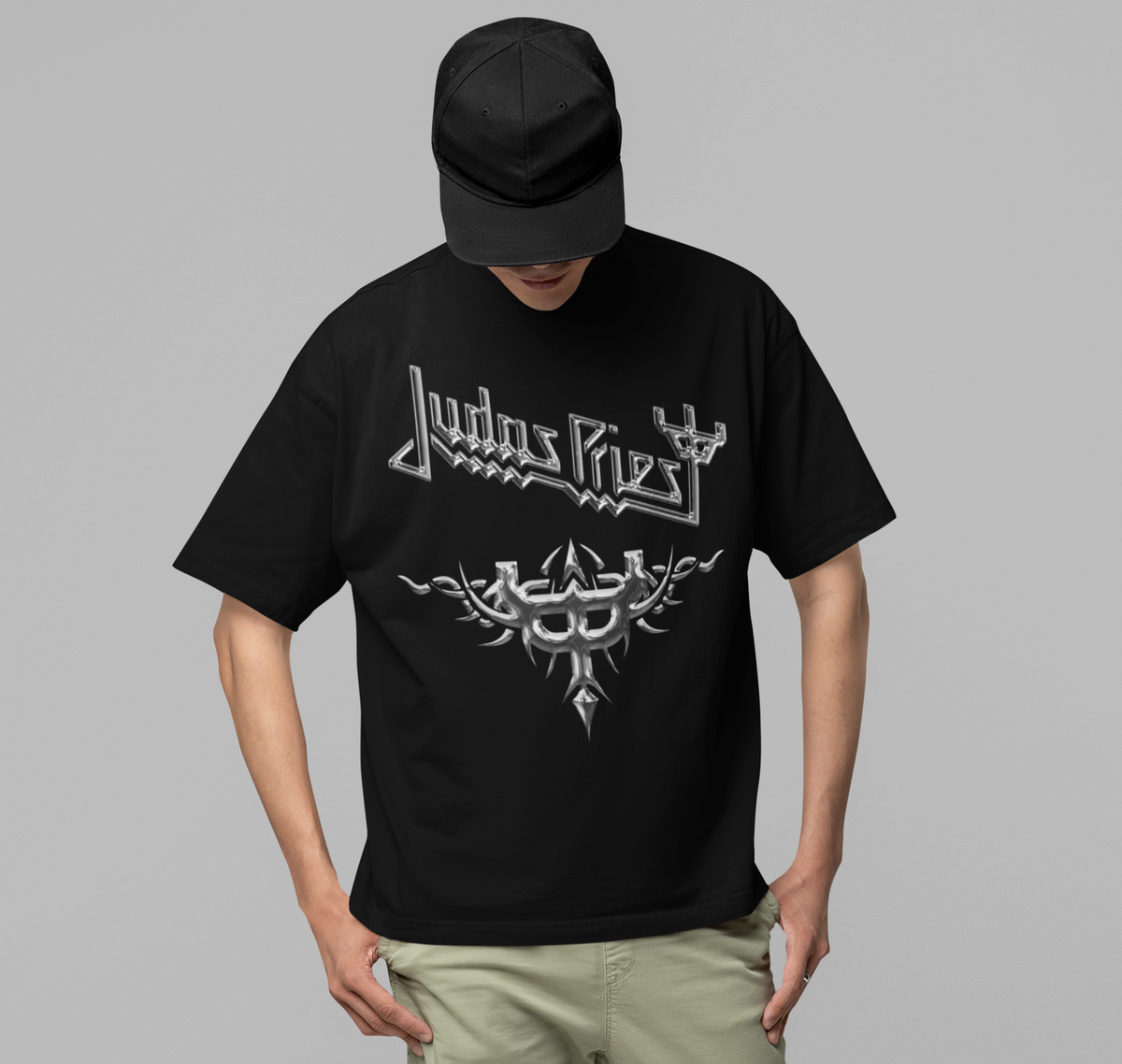 Judas Priest - Liquid Metal Logo Jumbo Print T-Shirt - Black