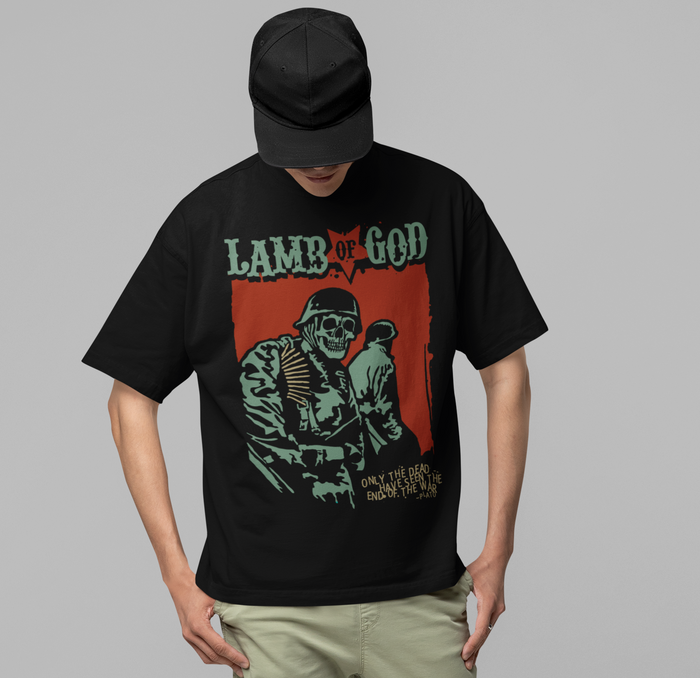 Lamb Of God - Skeleton Army Plato Quote Jumbo Print T-Shirt - Black