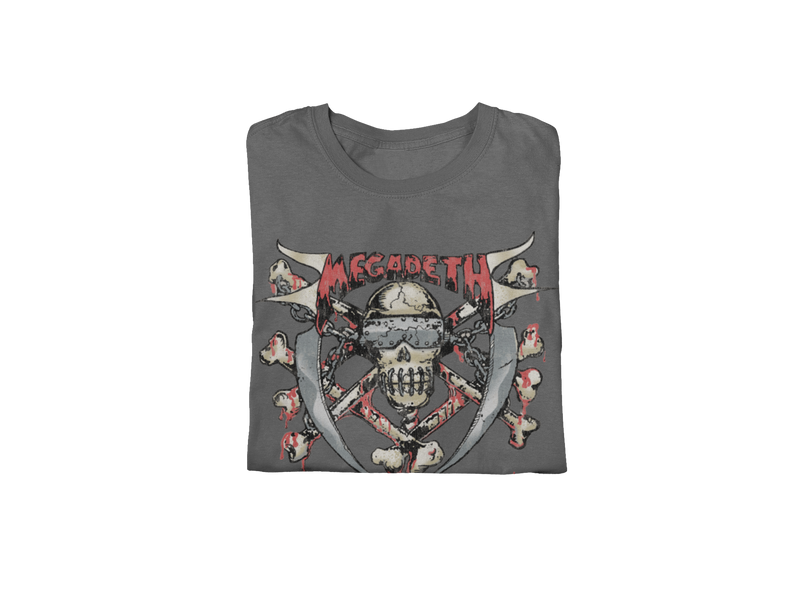 MegaDeth - Hand Painted Vic Jumbo Print T-Shirt - Gray