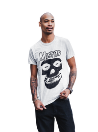 Stakes - Misfits Black Skull Jumbo Print T-shirt - White