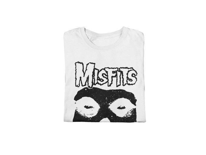 Stakes - Misfits Black Skull Jumbo Print T-shirt - White