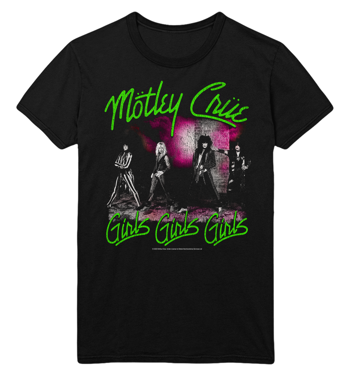 Motley Crue - Green Girls Jumbo Print T - Black