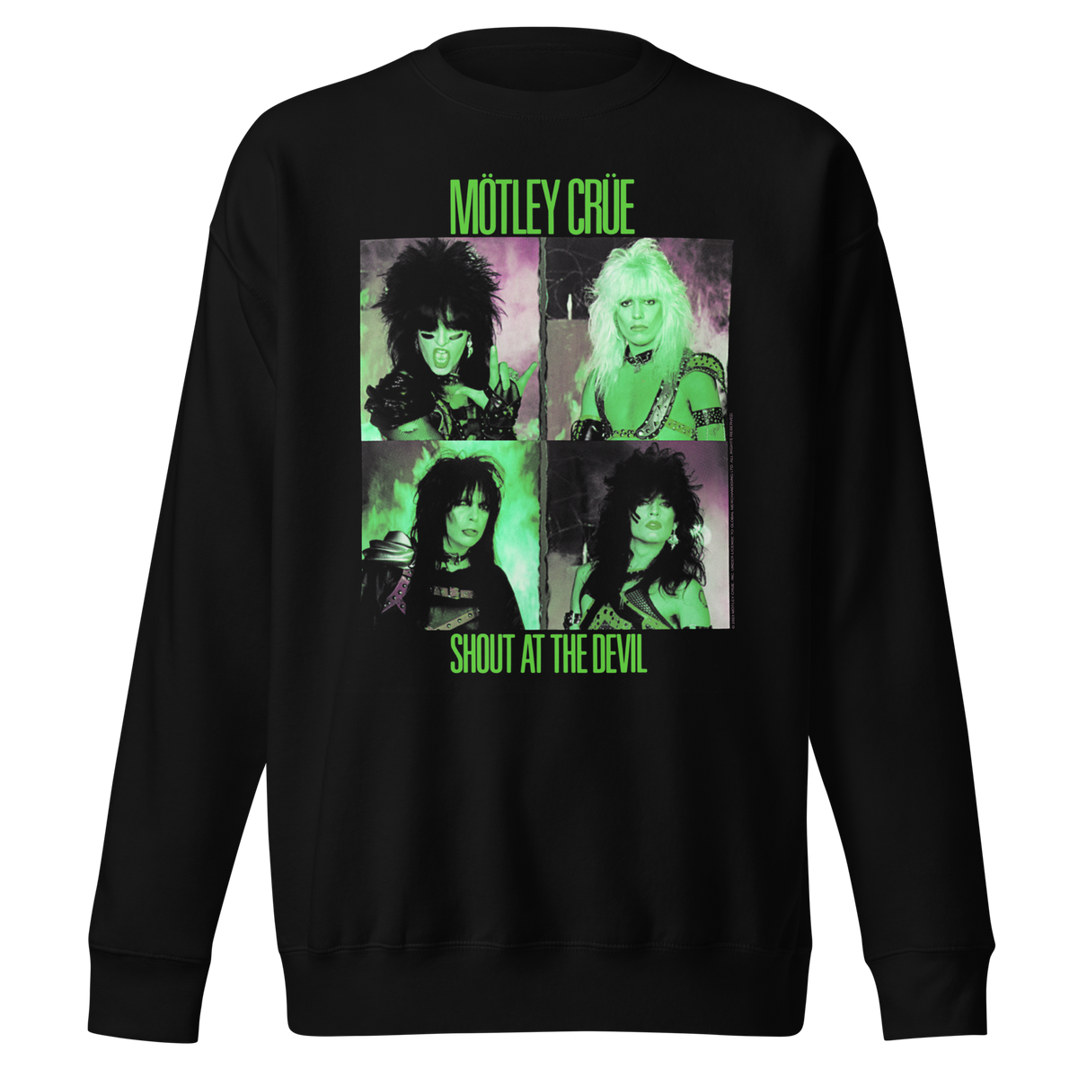 Motley Crue - Green Shout Jumbo Print Sweatshirt - Black