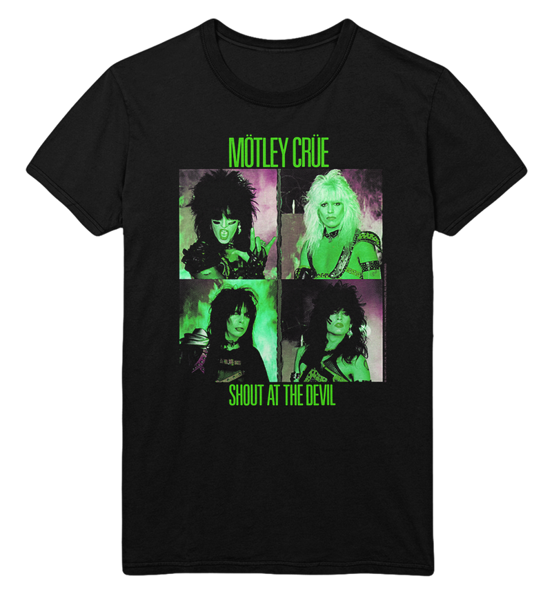 Motley Crue - Green Shout Jumbo Print T - Black