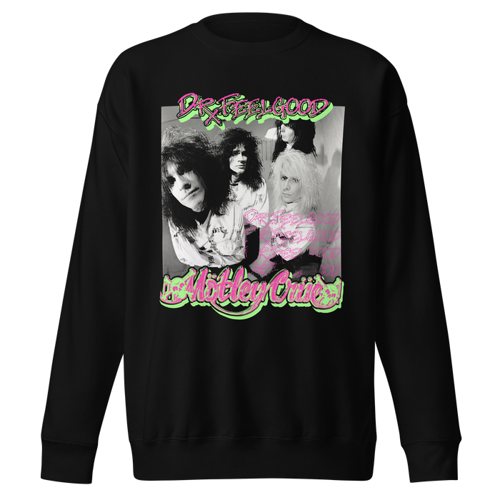 Motley Crue - Neon Trip Dr. Feelgood Jumbo Print Sweatshirt - Black