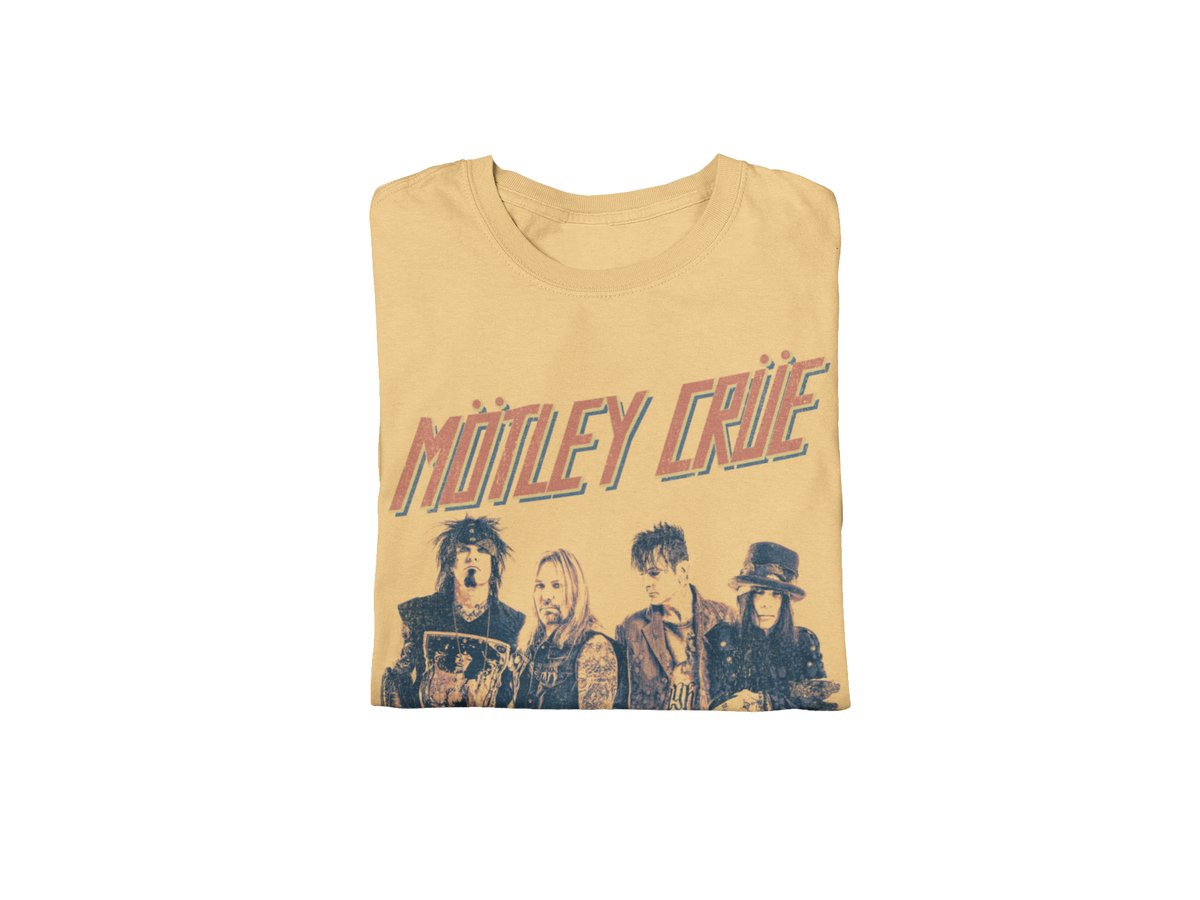 Motley Crue - Retro Boomin Jumbo Print T-Shirt - Gold