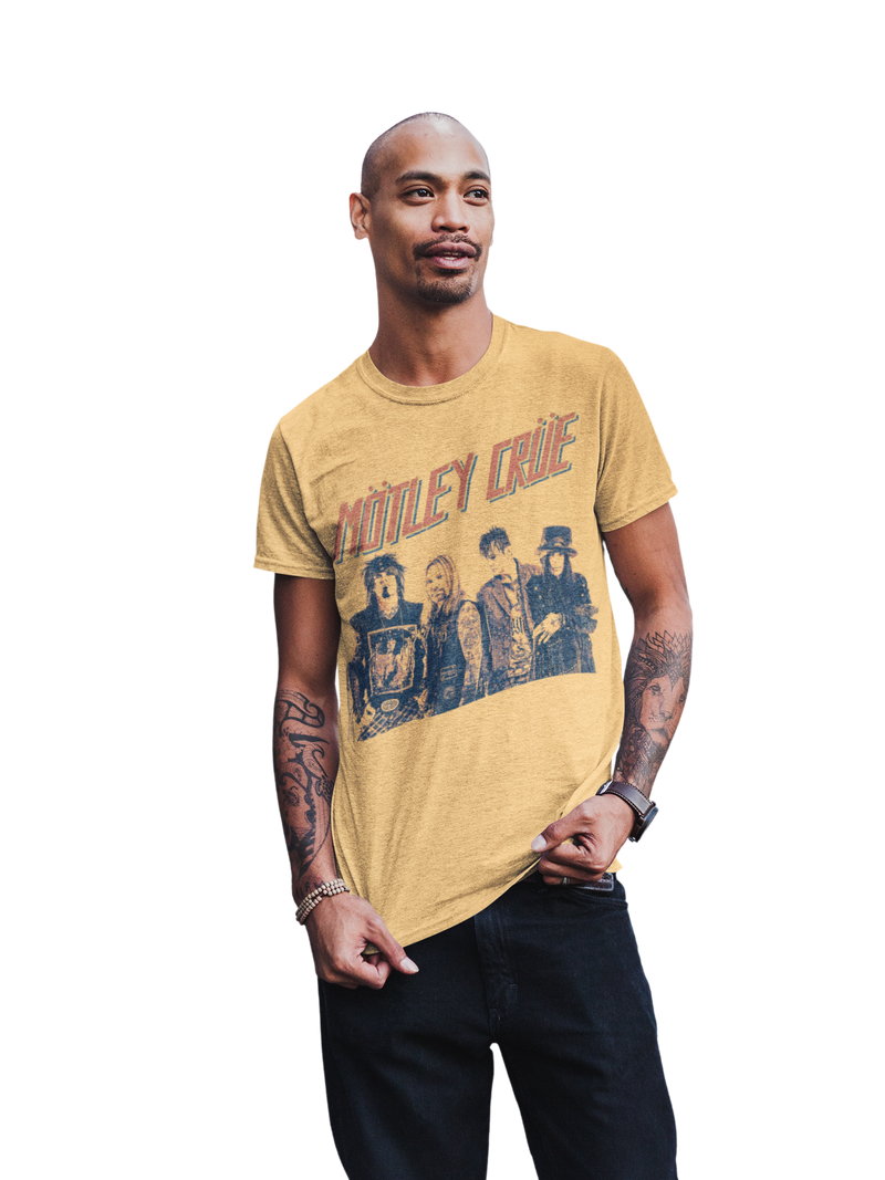 Motley Crue - Retro Boomin Jumbo Print T-Shirt - Gold