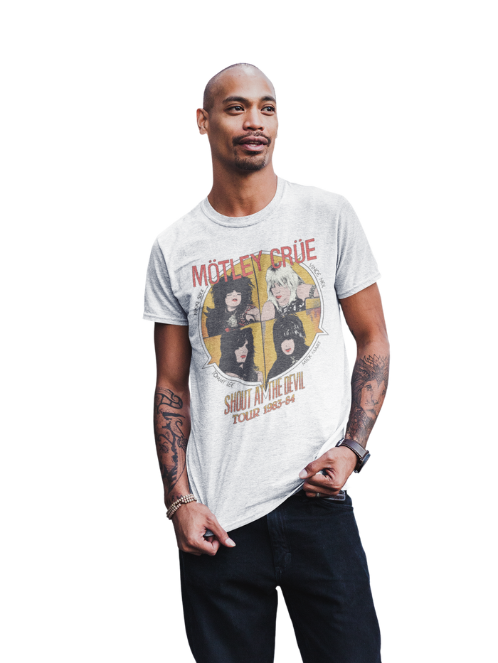 Motley Crue - Shout 83/84 Tour Jumbo Print T-Shirt - White